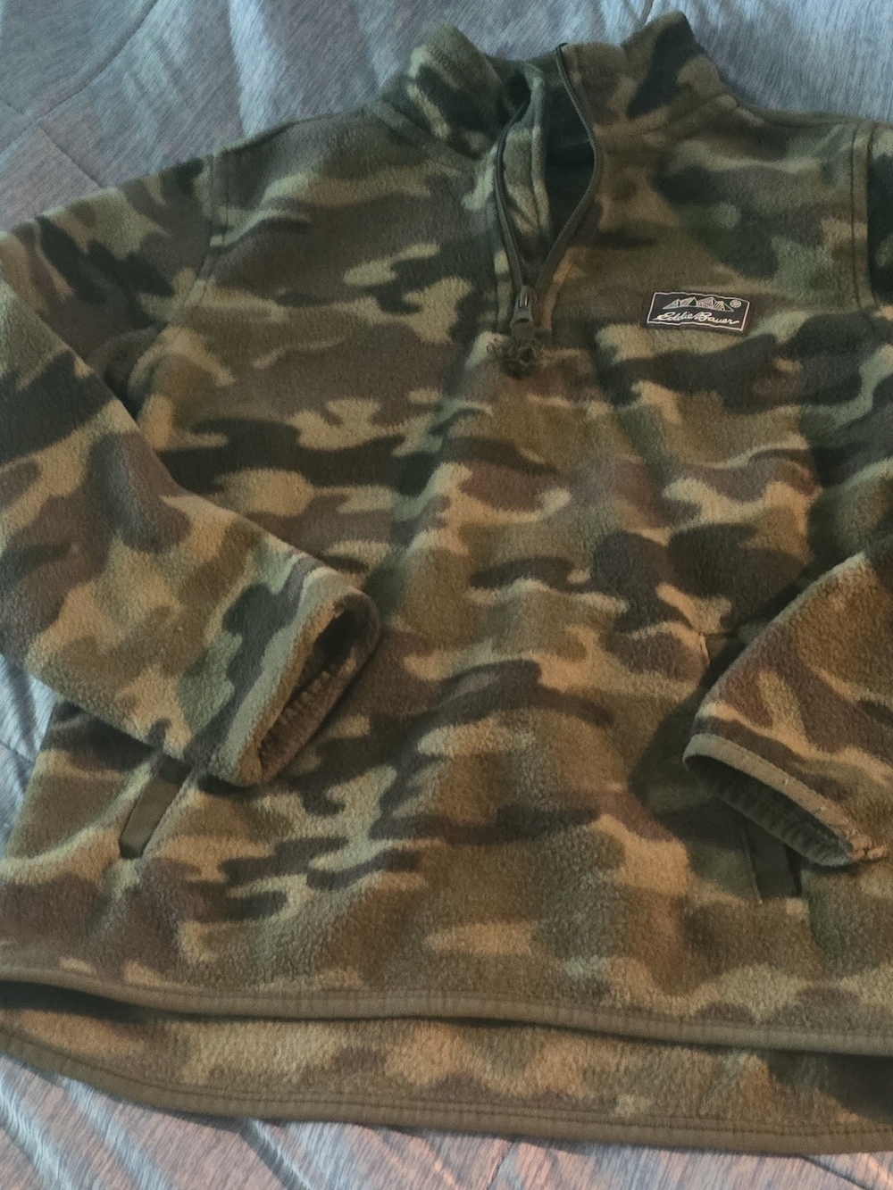 Eddie Bauer Kids' Camo Fleece Quarter-Zip Jacket - Green & Brown